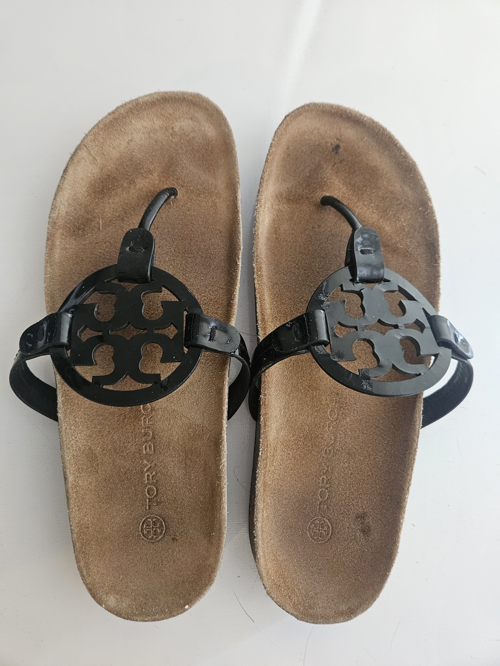 Tory Burch Black Miller Logo Thong Sandals 9